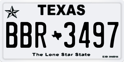TX license plate BBR3497