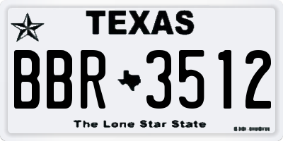 TX license plate BBR3512