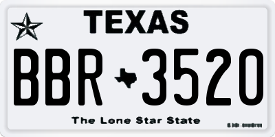 TX license plate BBR3520