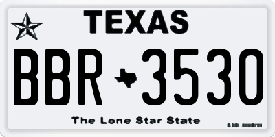 TX license plate BBR3530