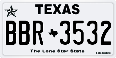 TX license plate BBR3532