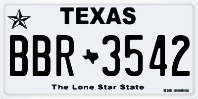TX license plate BBR3542