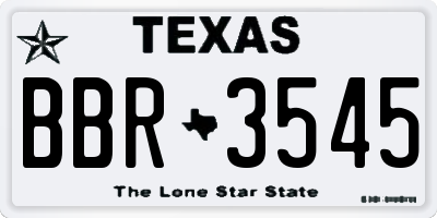 TX license plate BBR3545