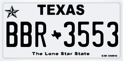 TX license plate BBR3553