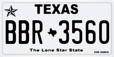 TX license plate BBR3560