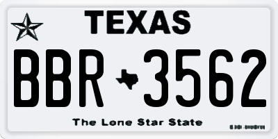TX license plate BBR3562