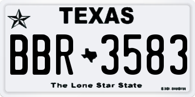TX license plate BBR3583