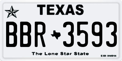 TX license plate BBR3593