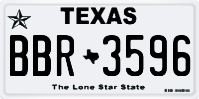 TX license plate BBR3596