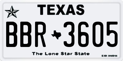 TX license plate BBR3605