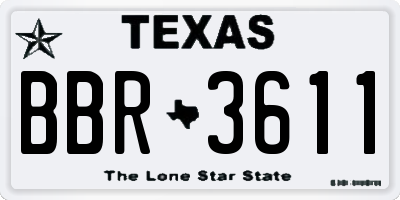 TX license plate BBR3611