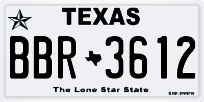 TX license plate BBR3612