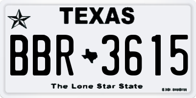 TX license plate BBR3615