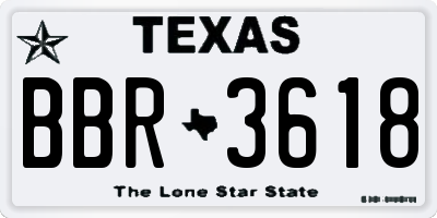 TX license plate BBR3618