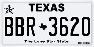 TX license plate BBR3620