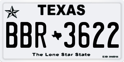 TX license plate BBR3622