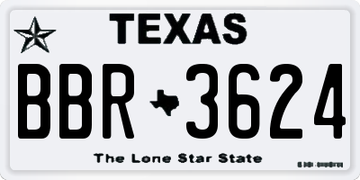 TX license plate BBR3624