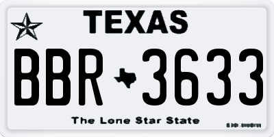 TX license plate BBR3633