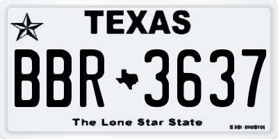 TX license plate BBR3637