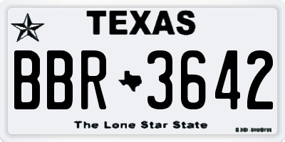 TX license plate BBR3642