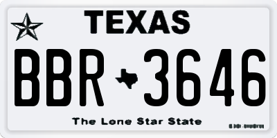 TX license plate BBR3646