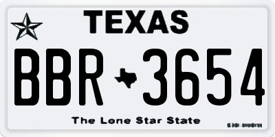 TX license plate BBR3654