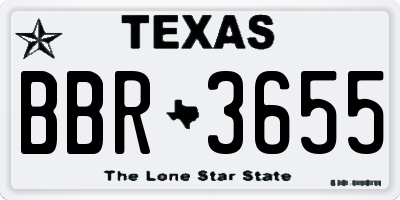 TX license plate BBR3655