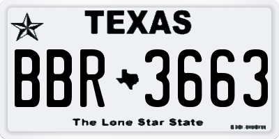 TX license plate BBR3663
