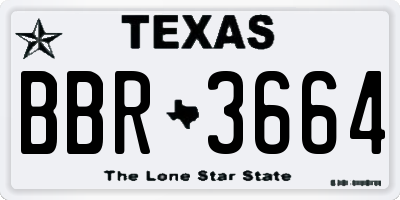 TX license plate BBR3664