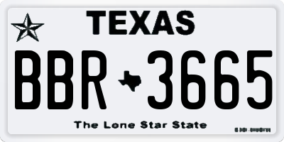 TX license plate BBR3665