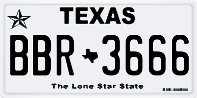 TX license plate BBR3666