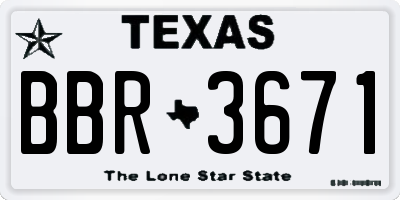 TX license plate BBR3671