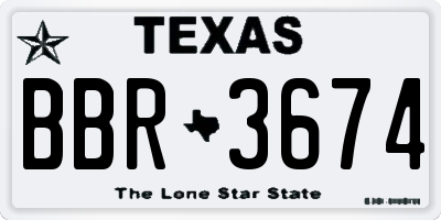 TX license plate BBR3674