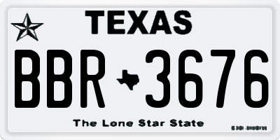TX license plate BBR3676