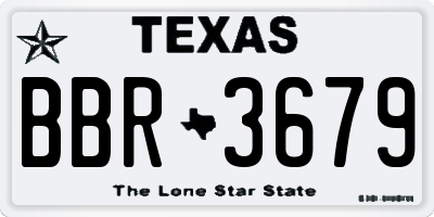 TX license plate BBR3679