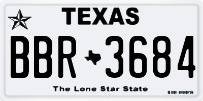 TX license plate BBR3684
