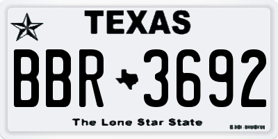 TX license plate BBR3692