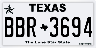 TX license plate BBR3694