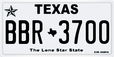 TX license plate BBR3700