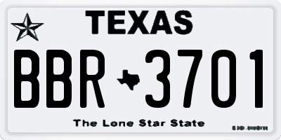 TX license plate BBR3701
