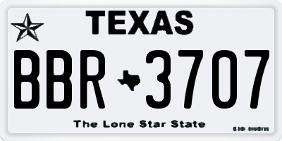 TX license plate BBR3707