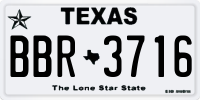 TX license plate BBR3716