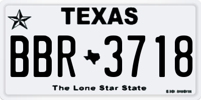 TX license plate BBR3718