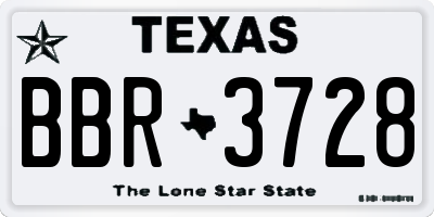 TX license plate BBR3728