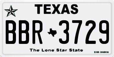 TX license plate BBR3729