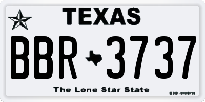 TX license plate BBR3737