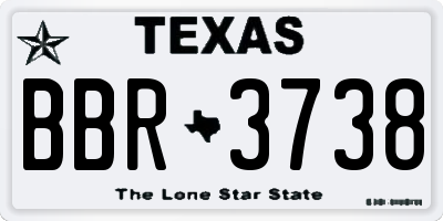TX license plate BBR3738