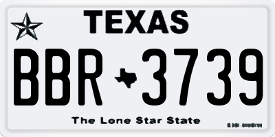 TX license plate BBR3739