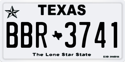 TX license plate BBR3741