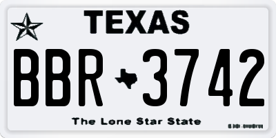 TX license plate BBR3742